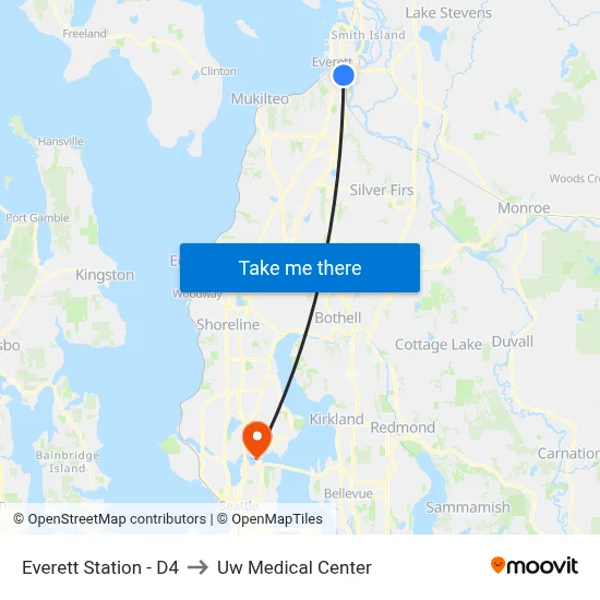 Everett Station - D4 to Uw Medical Center map