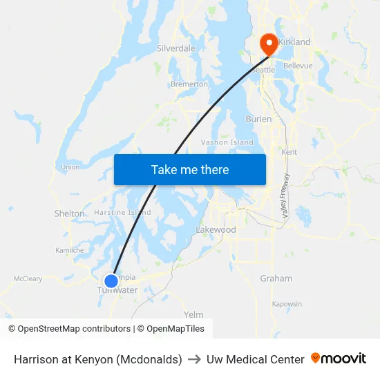 Harrison at Kenyon (Mcdonalds) to Uw Medical Center map
