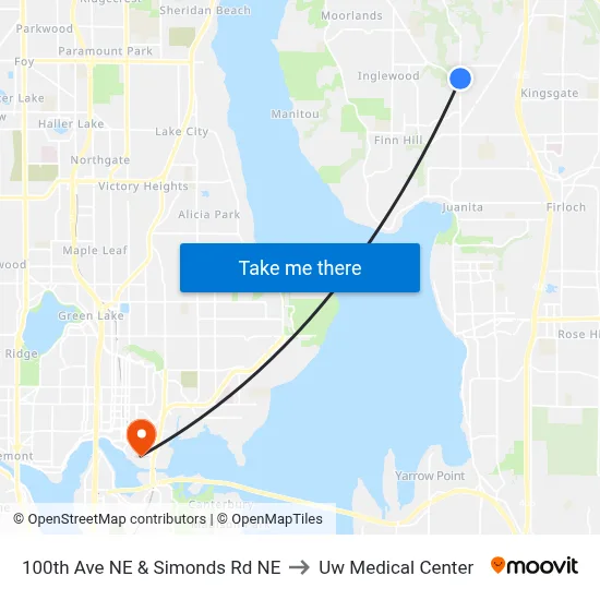 100th Ave NE & Simonds Rd NE to Uw Medical Center map