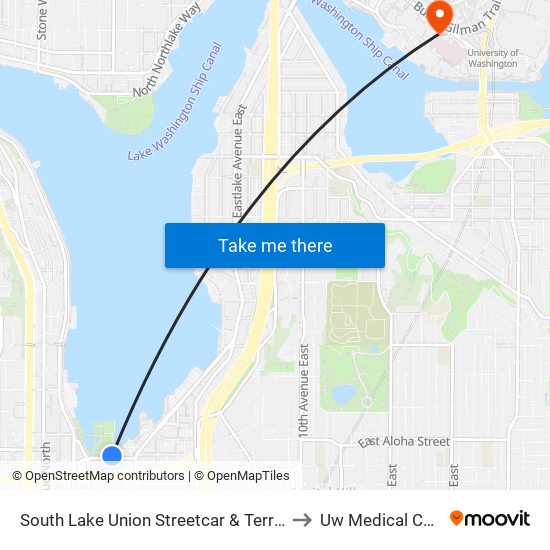 South Lake Union Streetcar & Terry Ave N to Uw Medical Center map