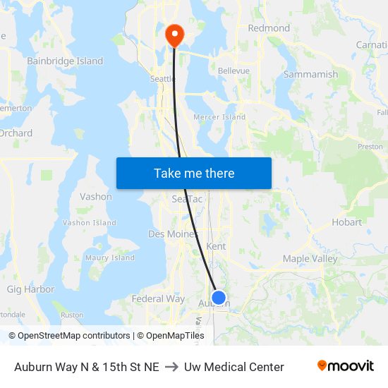 Auburn Way N & 15th St NE to Uw Medical Center map