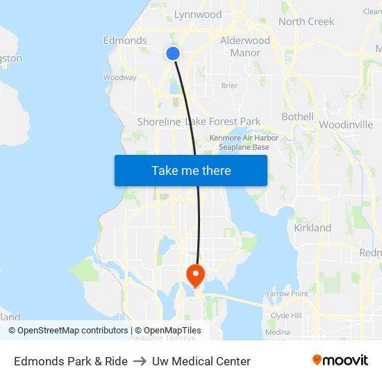 Edmonds Park & Ride to Uw Medical Center map