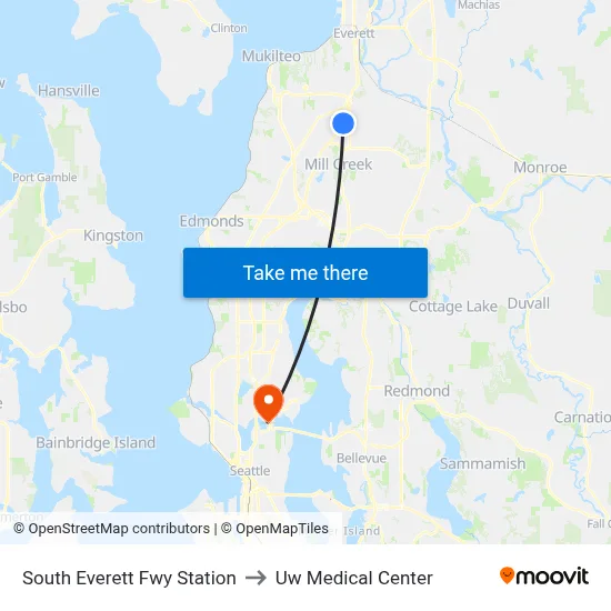 South Everett Fwy Station to Uw Medical Center map