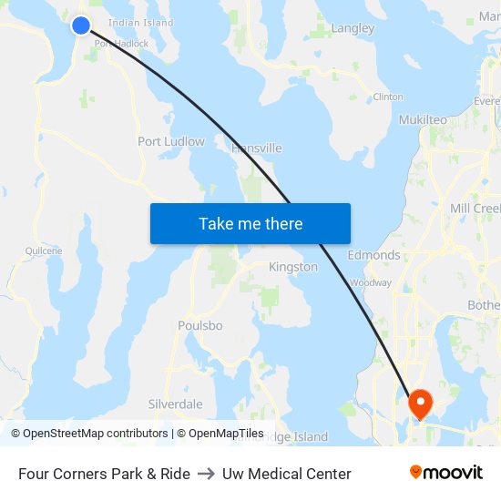 Four Corners Park & Ride to Uw Medical Center map