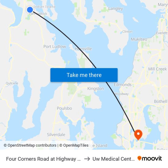 Four Corners Road at Highway 19 to Uw Medical Center map
