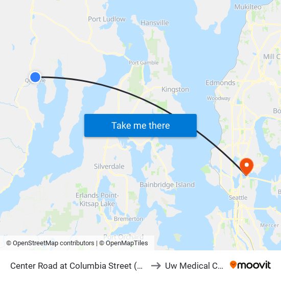 Center Road at Columbia Street (Quilcene) to Uw Medical Center map