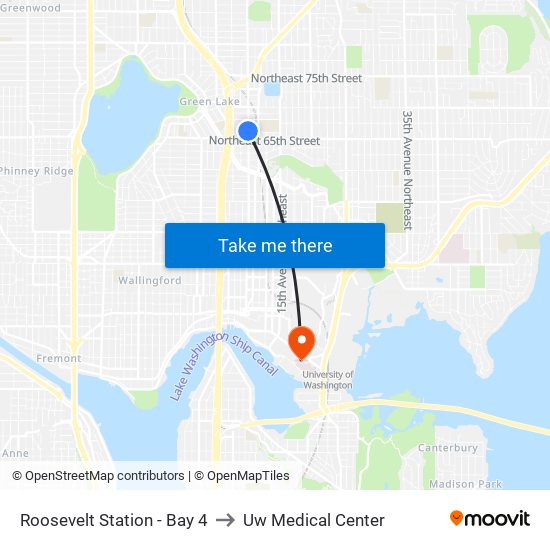 Roosevelt Station - Bay 4 to Uw Medical Center map