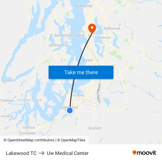 Lakewood TC to Uw Medical Center map