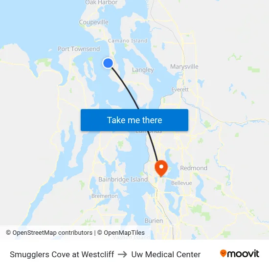 Smugglers Cove at Westcliff to Uw Medical Center map