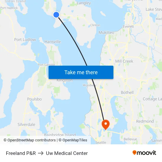 Freeland P&R to Uw Medical Center map