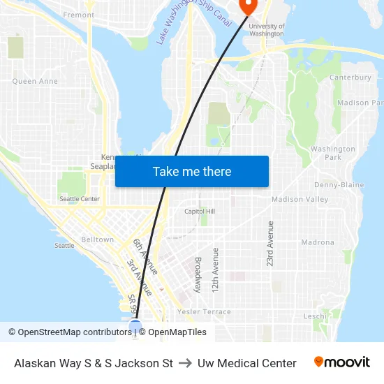 Alaskan Way S & S Jackson St to Uw Medical Center map