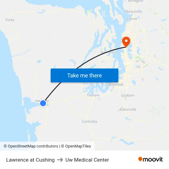Lawrence at Cushing to Uw Medical Center map