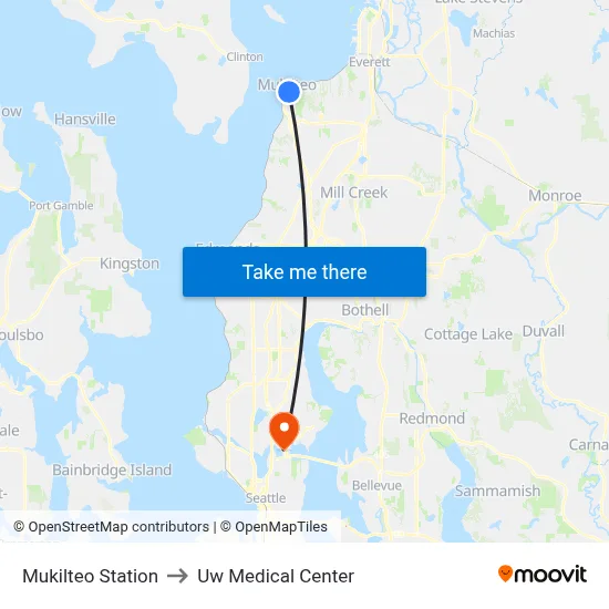 Mukilteo Station to Uw Medical Center map