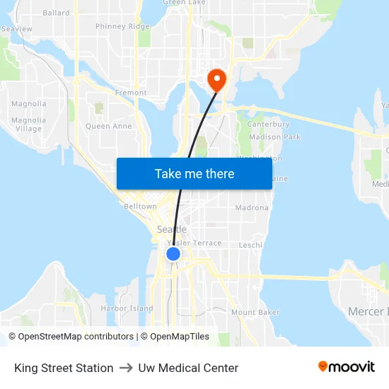 King Street Station to Uw Medical Center map