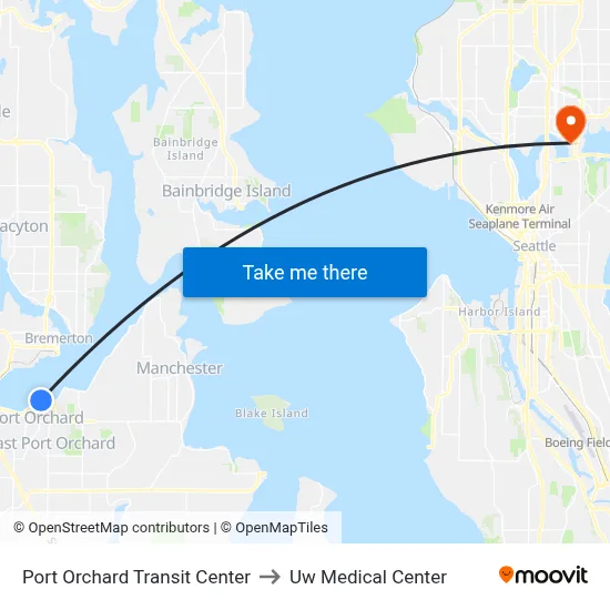 Port Orchard Transit Center to Uw Medical Center map
