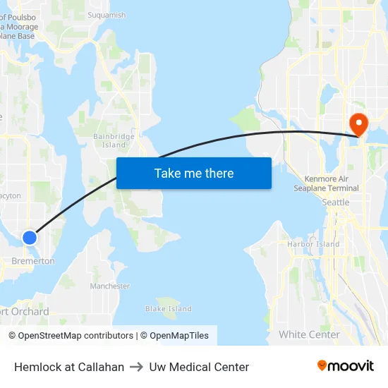 Hemlock at Callahan to Uw Medical Center map