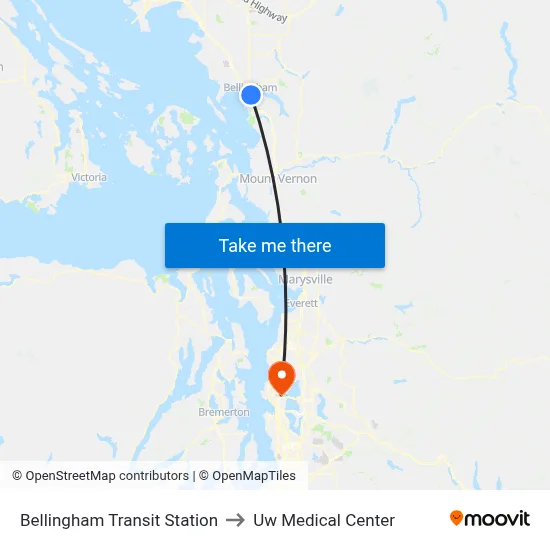 Bellingham Transit Station to Uw Medical Center map