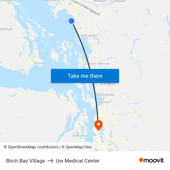 Birch Bay Village to Uw Medical Center map
