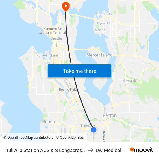 Tukwila Station ACS & S Longacres Way - Bay 2 to Uw Medical Center map