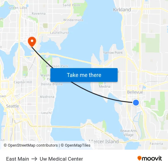 East Main to Uw Medical Center map