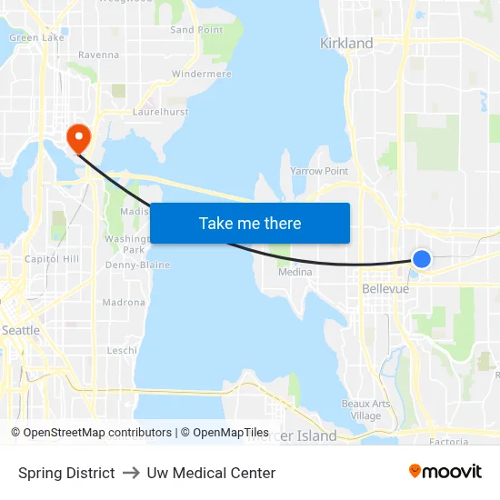 Spring District to Uw Medical Center map