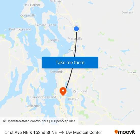 51st Ave NE & 152nd St NE to Uw Medical Center map