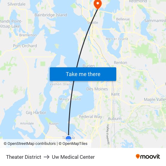 Theater District to Uw Medical Center map