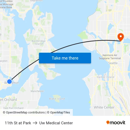 11th St at Park to Uw Medical Center map