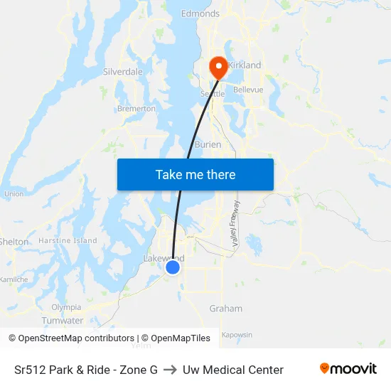 Sr512 Park & Ride -  Zone G to Uw Medical Center map