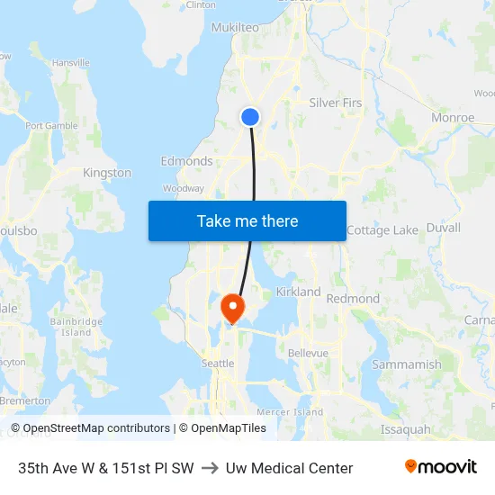 35th Ave W & 151st Pl SW to Uw Medical Center map
