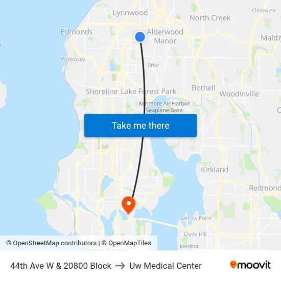 44th Ave W & 20800 Block to Uw Medical Center map