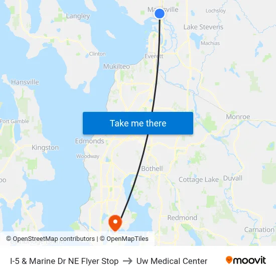 I-5 & Marine Dr NE Flyer Stop to Uw Medical Center map