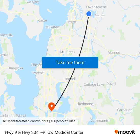 Hwy 9 & Hwy 204 to Uw Medical Center map
