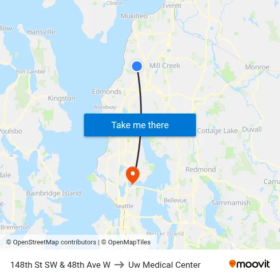 148th St SW & 48th Ave W to Uw Medical Center map