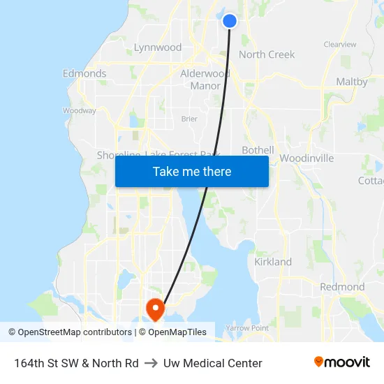 164th St SW & North Rd to Uw Medical Center map