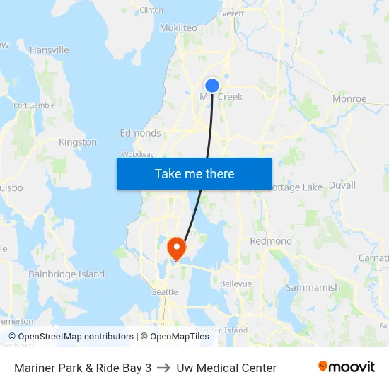 Mariner Park & Ride Bay 3 to Uw Medical Center map