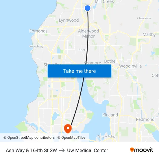 Ash Way & 164th St SW to Uw Medical Center map