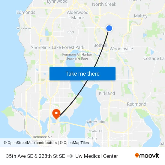 35th Ave SE & 228th St SE to Uw Medical Center map
