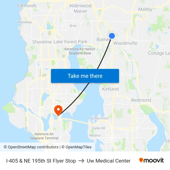 I-405 & NE 195th St Flyer Stop to Uw Medical Center map