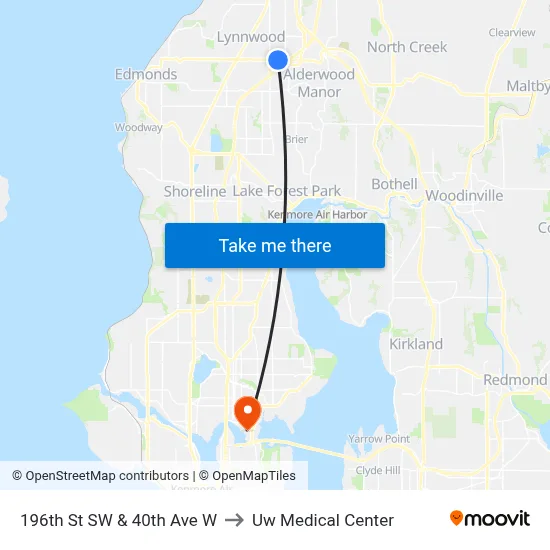 196th St SW & 40th Ave W to Uw Medical Center map