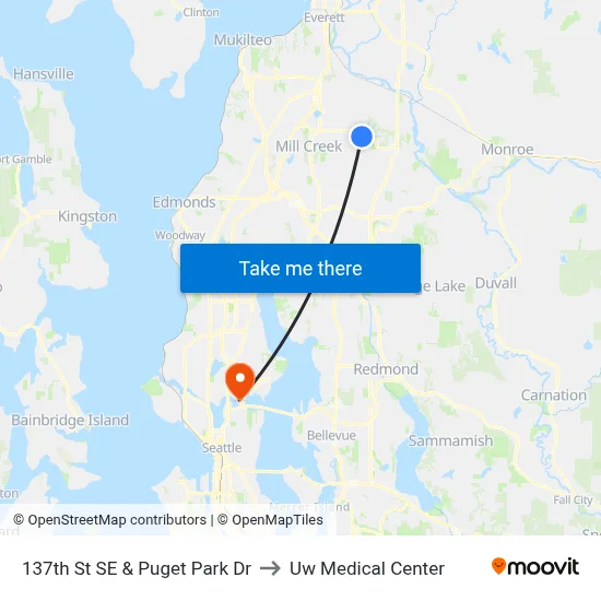 137th St SE & Puget Park Dr to Uw Medical Center map