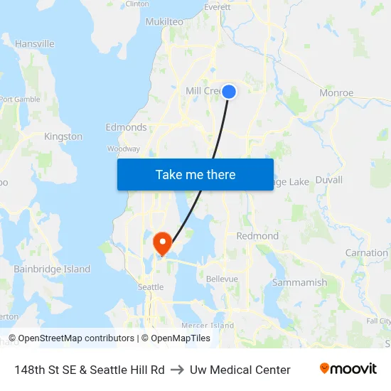 148th St SE & Seattle Hill Rd to Uw Medical Center map