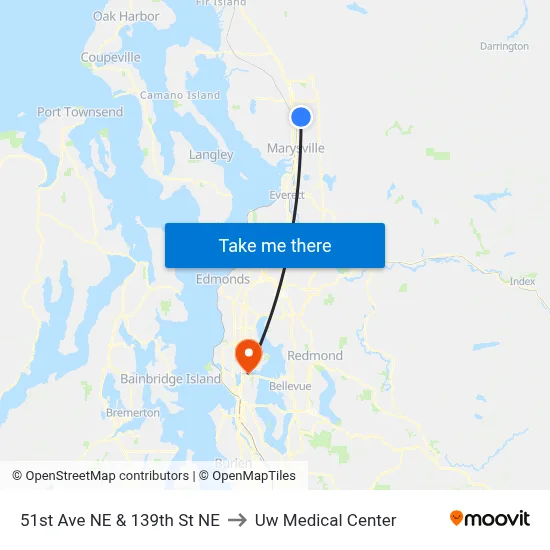 51st Ave NE & 139th St NE to Uw Medical Center map