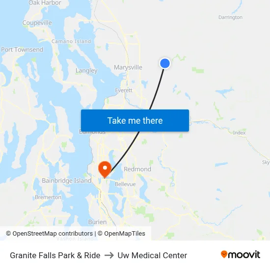 Granite Falls Park & Ride to Uw Medical Center map
