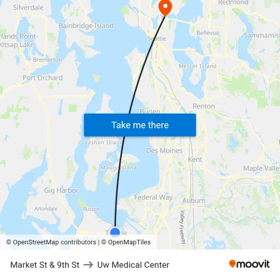 Market St & 9th St to Uw Medical Center map