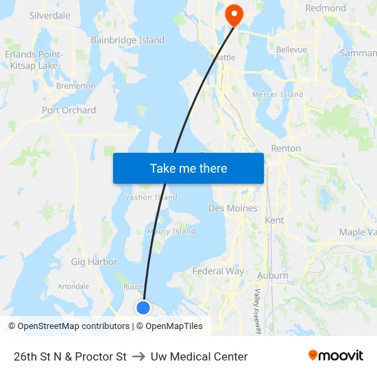 26th St N & Proctor St to Uw Medical Center map