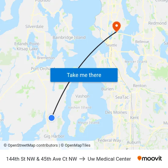 144th St NW & 45th Ave Ct NW to Uw Medical Center map