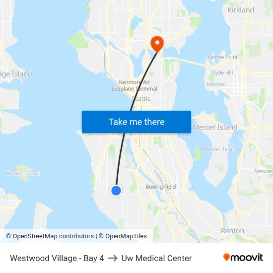 Westwood Village - Bay 4 to Uw Medical Center map