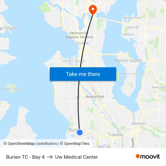 Burien TC - Bay 4 to Uw Medical Center map
