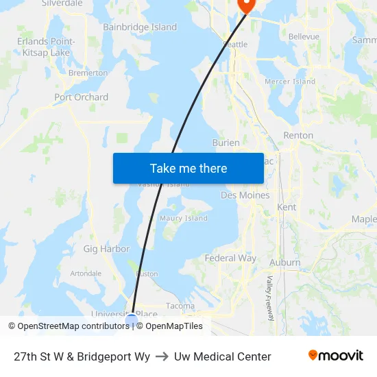 27th St W & Bridgeport Wy to Uw Medical Center map